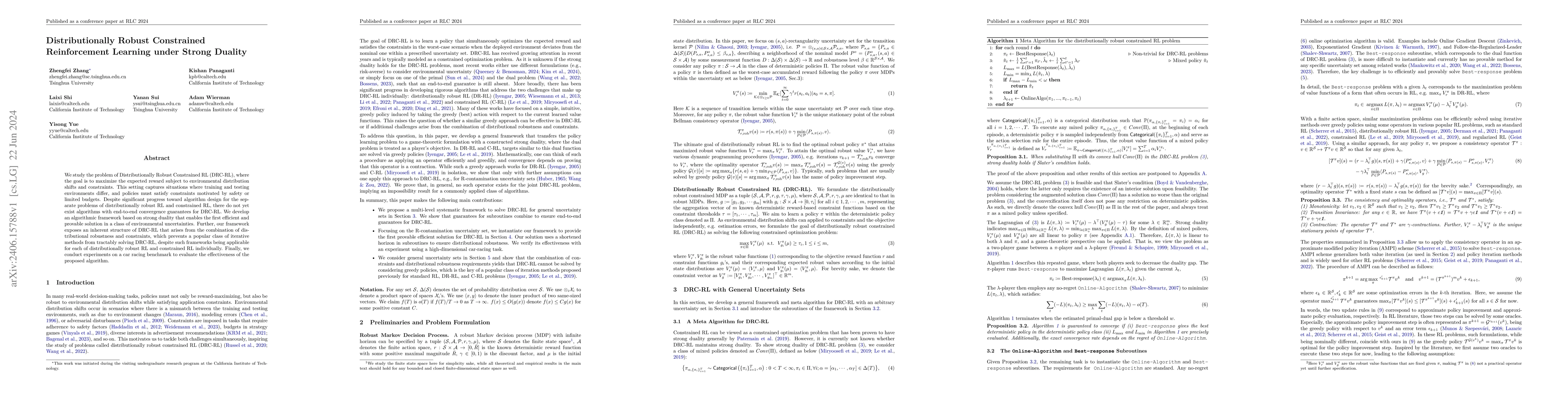 Thumbnail for Distributionally Robust Constrained Reinforcement Learning under Strong
  Duality