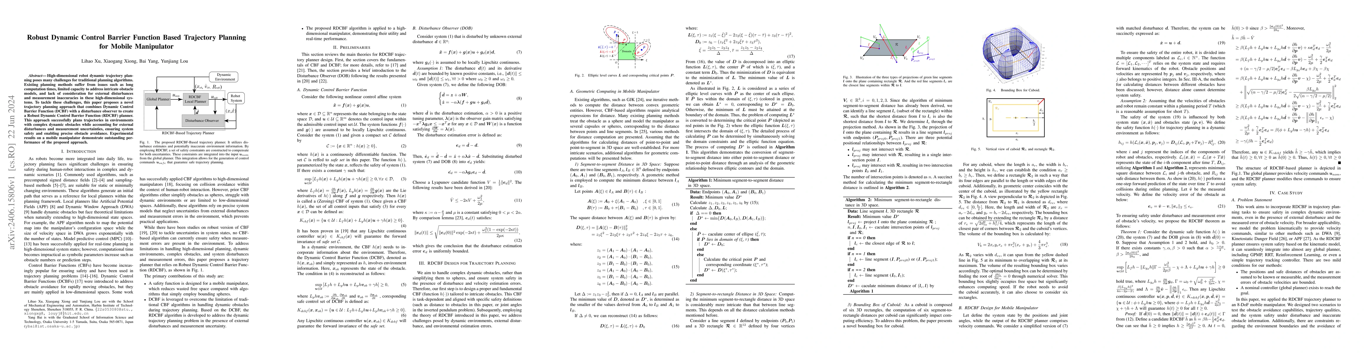Thumbnail for Robust Dynamic Control Barrier Function Based Trajectory Planning for
  Mobile Manipulator