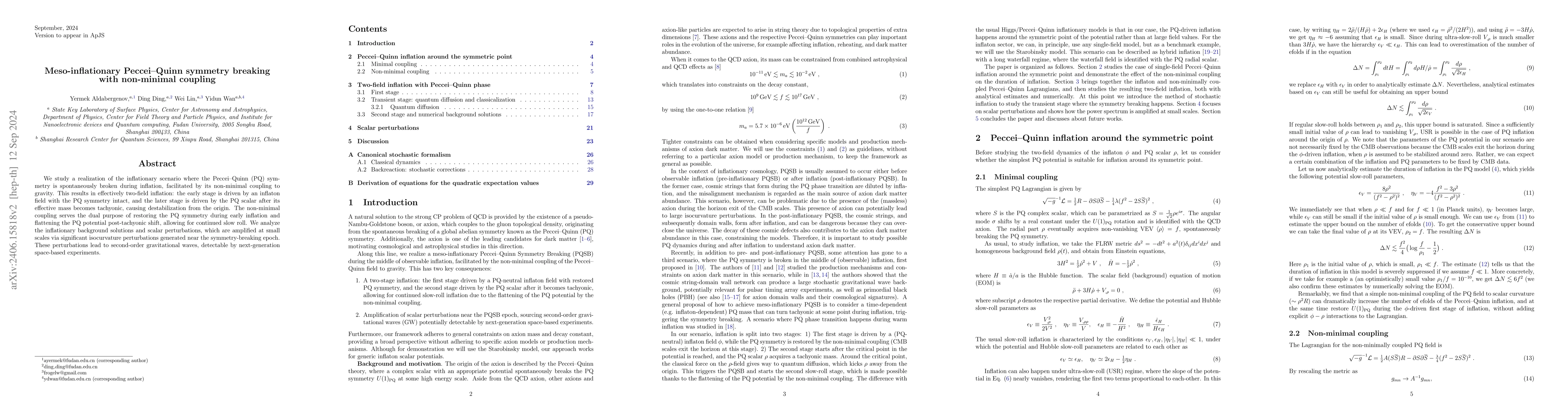 Thumbnail for Meso-inflationary Peccei-Quinn symmetry breaking with non-minimal
  coupling