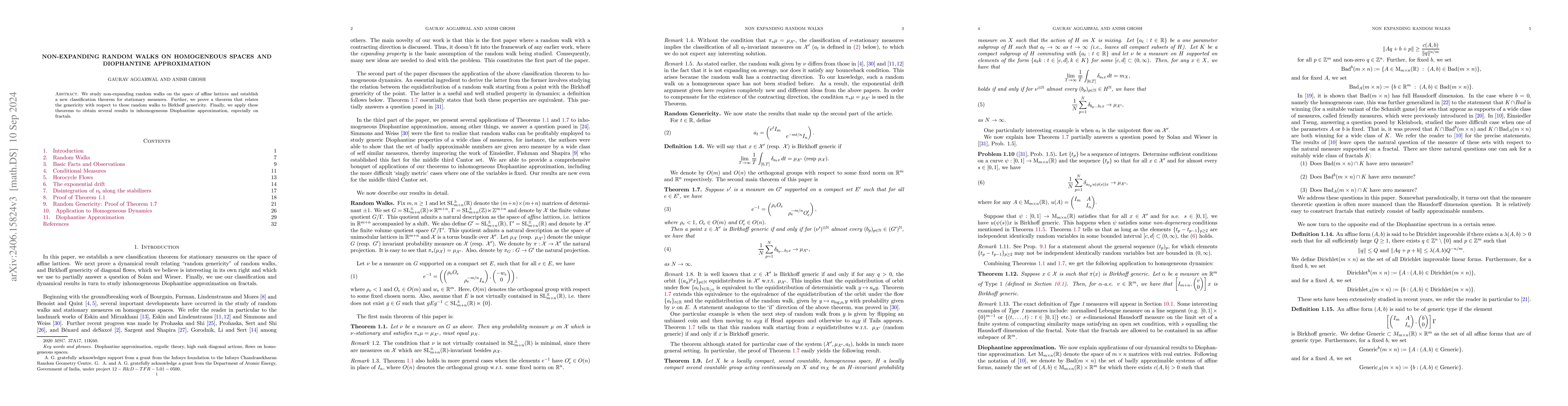 Thumbnail for Non-Expanding Random walks on Homogeneous spaces and Diophantine
  approximation