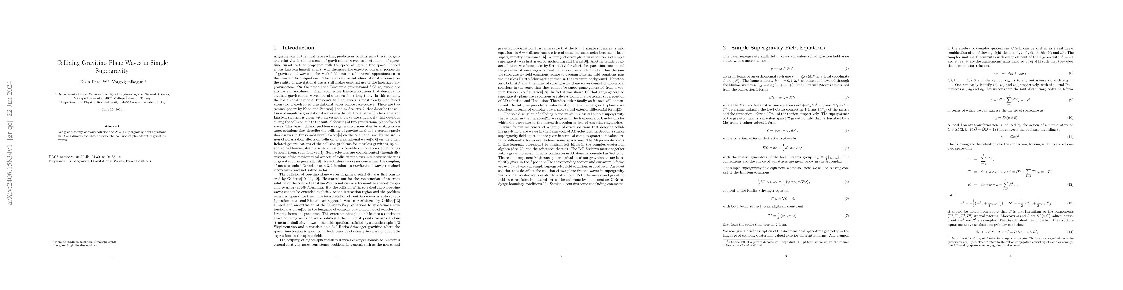 Thumbnail for Colliding Gravitino Plane Waves in Simple Supergravity