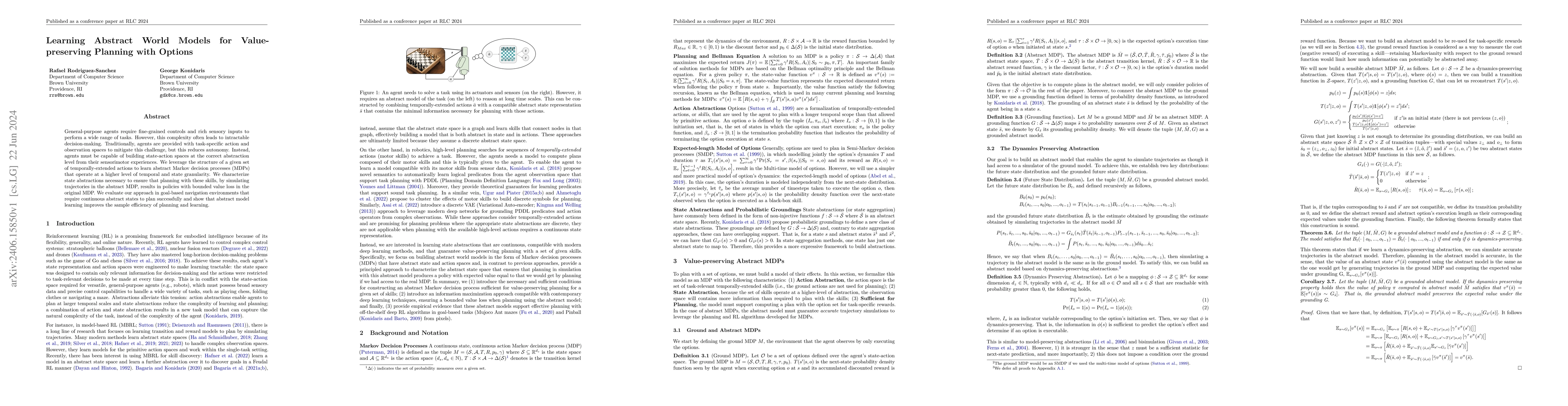 Thumbnail for Learning Abstract World Model for Value-preserving Planning with Options
