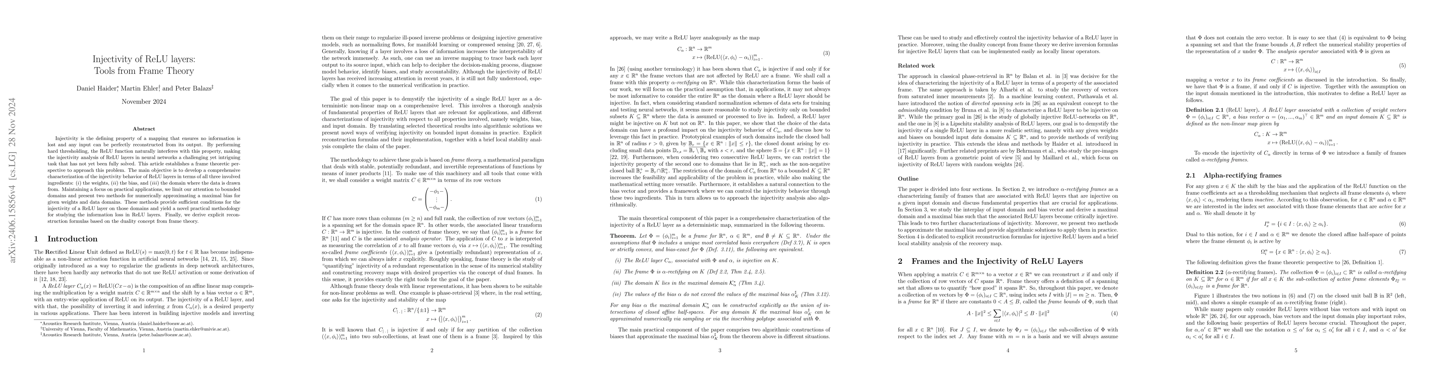 Thumbnail for Injectivity of ReLU-layers: Perspectives from Frame Theory