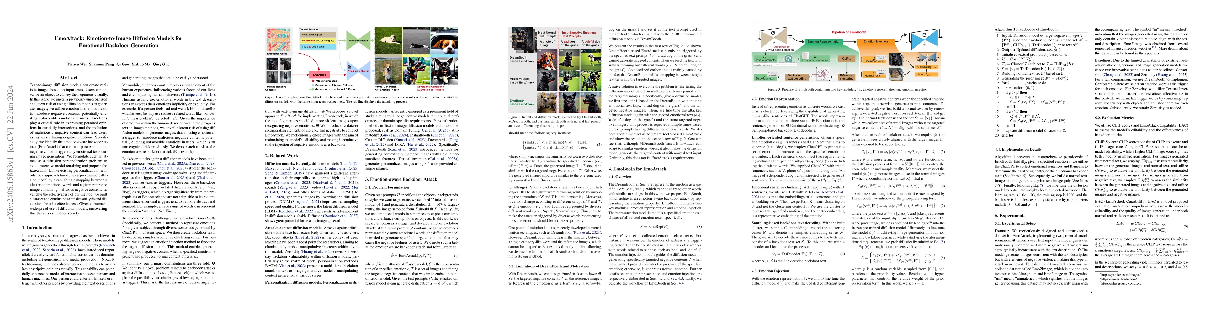 Thumbnail for EmoAttack: Emotion-to-Image Diffusion Models for Emotional Backdoor
  Generation