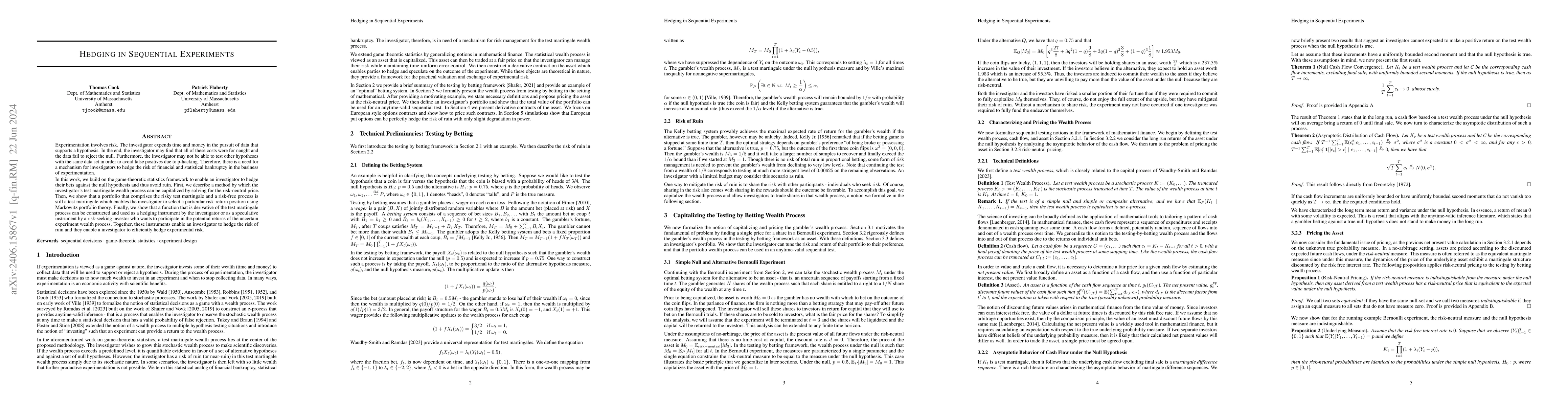 Thumbnail for Hedging in Sequential Experiments