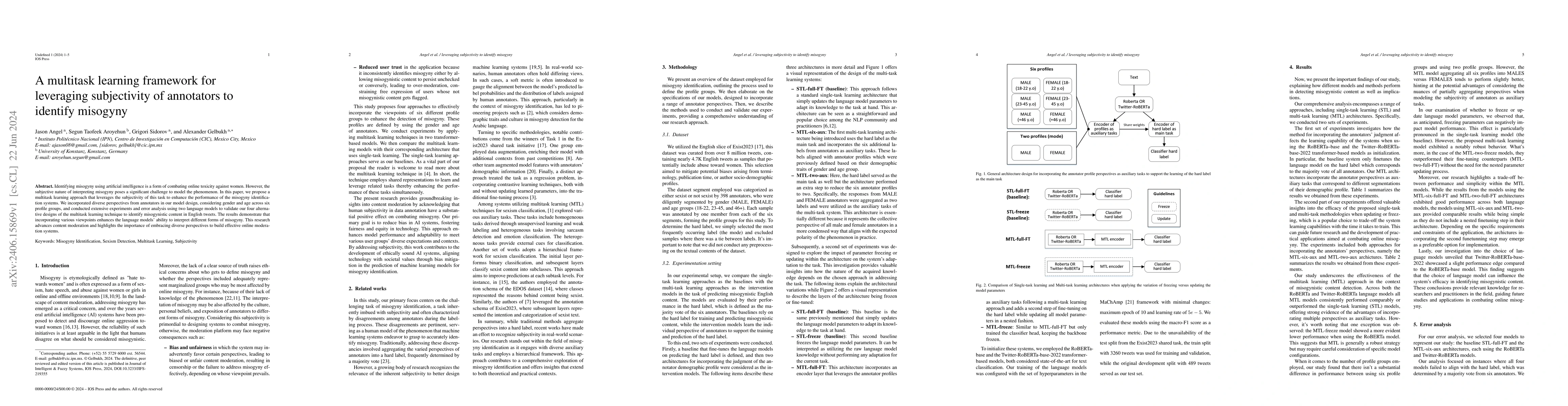 Thumbnail for A multitask learning framework for leveraging subjectivity of annotators
  to identify misogyny
