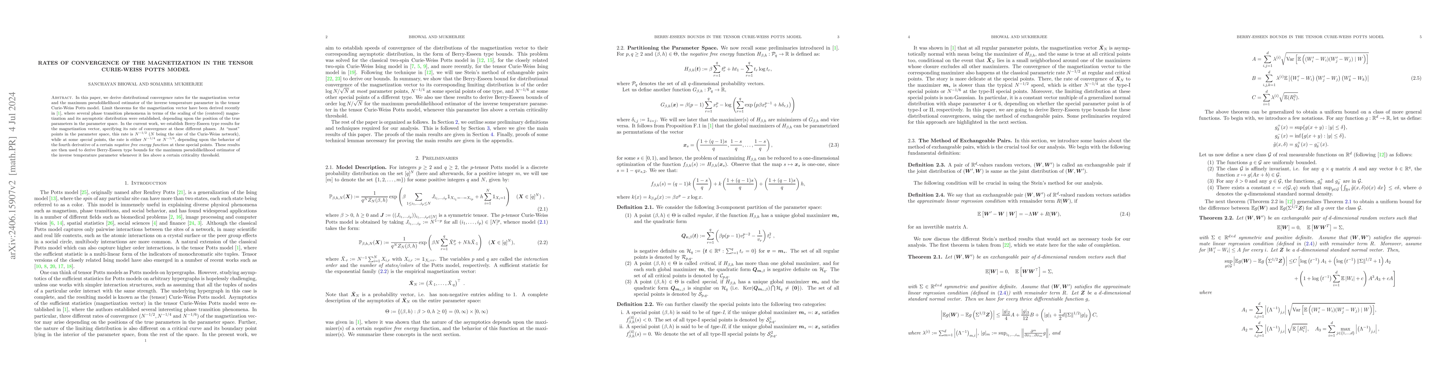 Thumbnail for Rates of Convergence of the Magnetization in the Tensor Curie-Weiss
  Potts Model