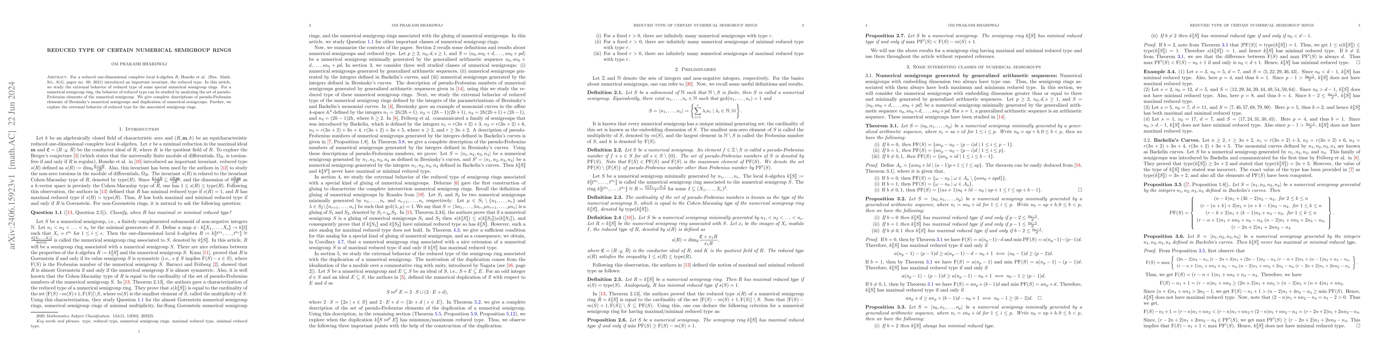 Thumbnail for Reduced type of certain numerical semigroup rings