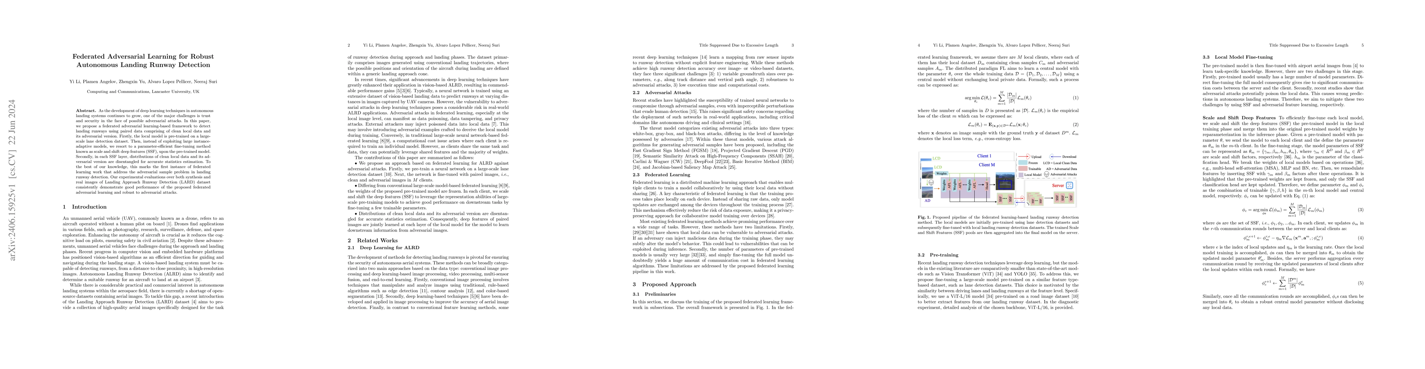 Thumbnail for Federated Adversarial Learning for Robust Autonomous Landing Runway
  Detection