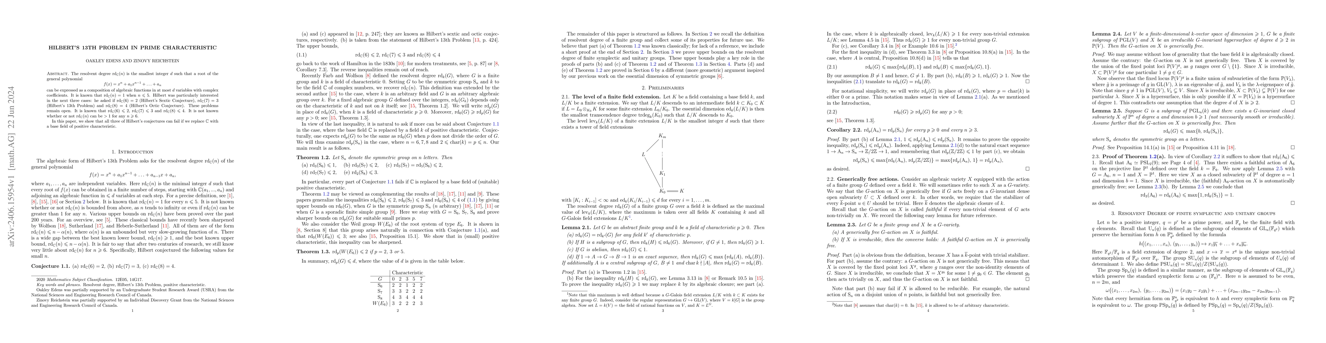 Thumbnail for Hilbert's 13th problem in prime characteristic