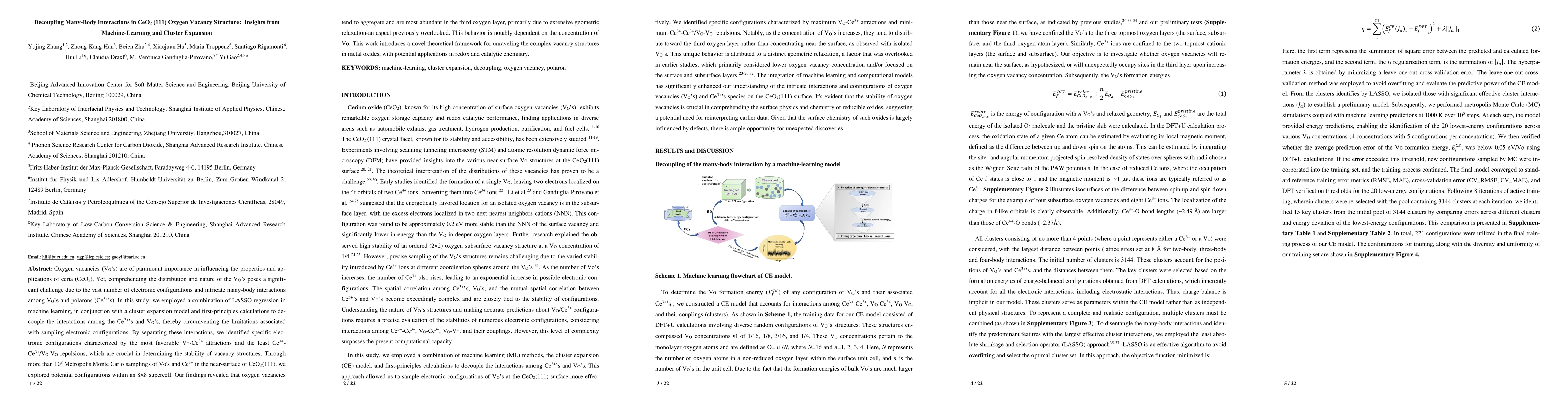 Thumbnail for Decoupling Many-Body Interactions in CeO2 (111) Oxygen Vacancy
  Structure: Insights from Machine-Learning and Cluster Expansion