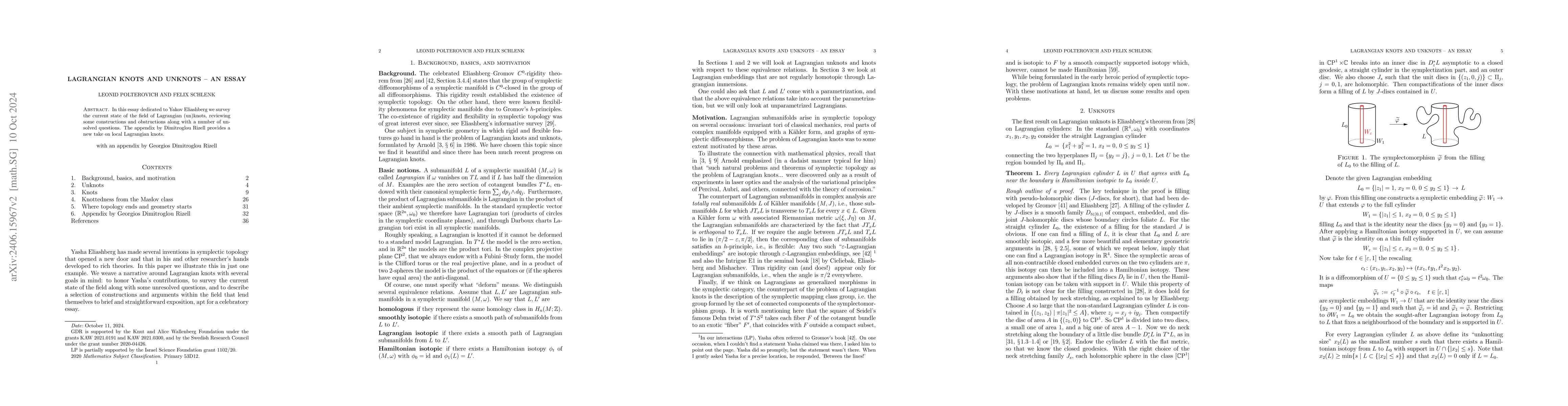 Thumbnail for Lagrangian knots and unknots -- an essay
