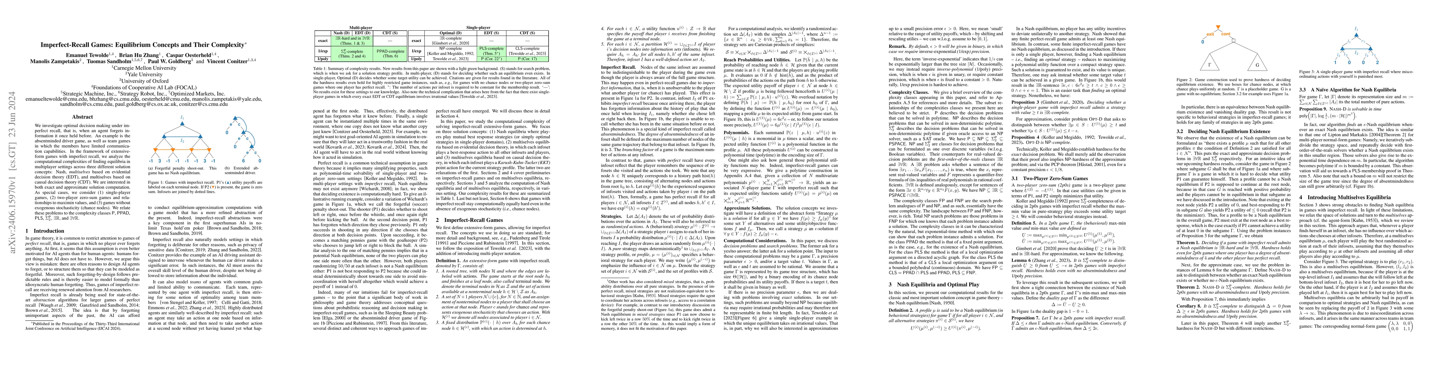Thumbnail for Imperfect-Recall Games: Equilibrium Concepts and Their Complexity