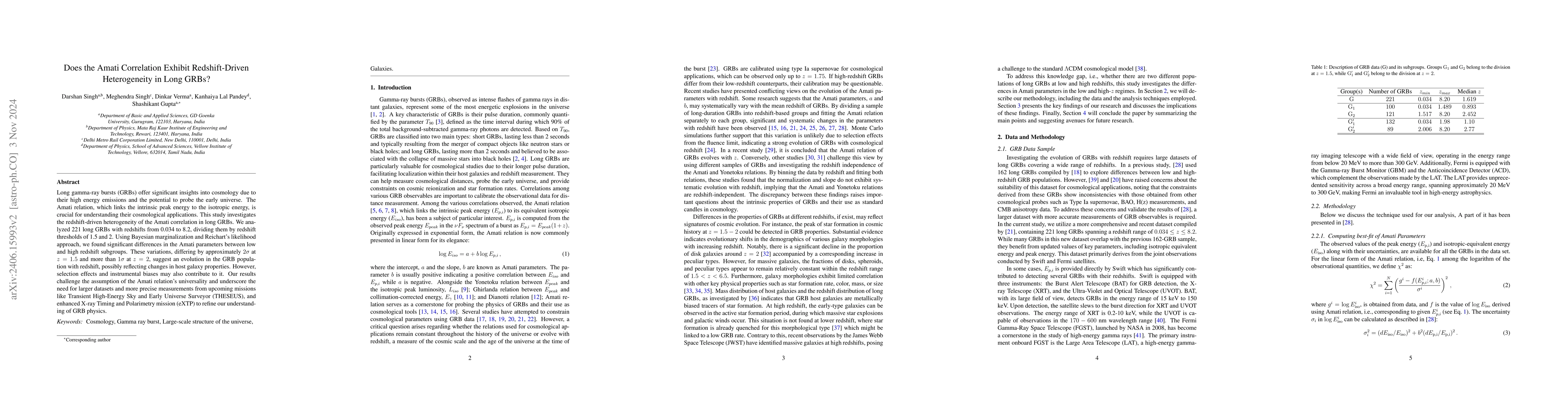 Thumbnail for Does the Amati Correlation Exhibit Redshift-Driven Heterogeneity in Long
  GRBs?