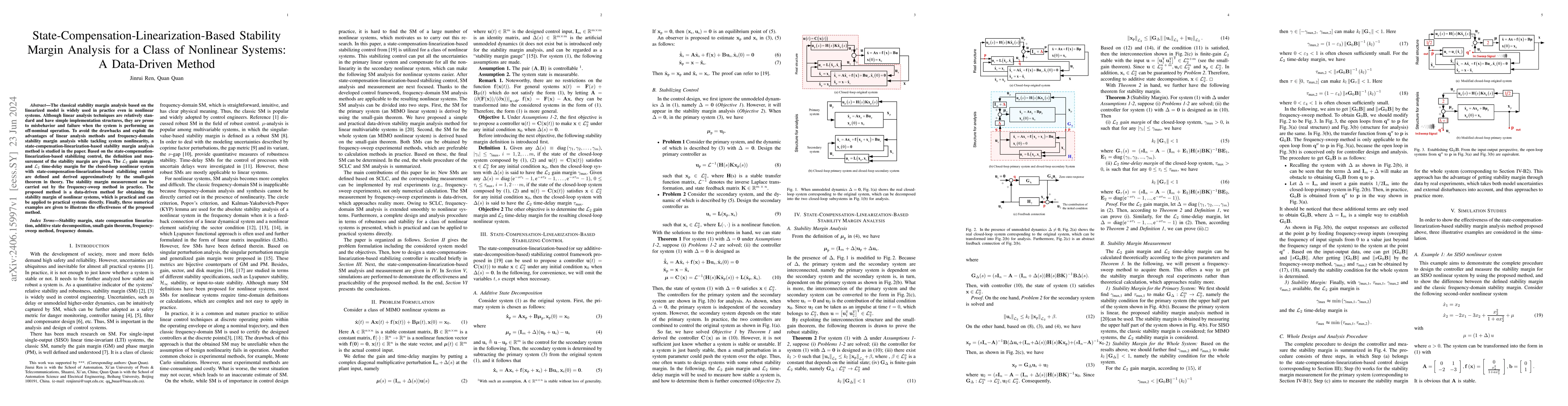 Thumbnail for State-Compensation-Linearization-Based Stability Margin Analysis for a
  Class of Nonlinear Systems: A Data-Driven Method