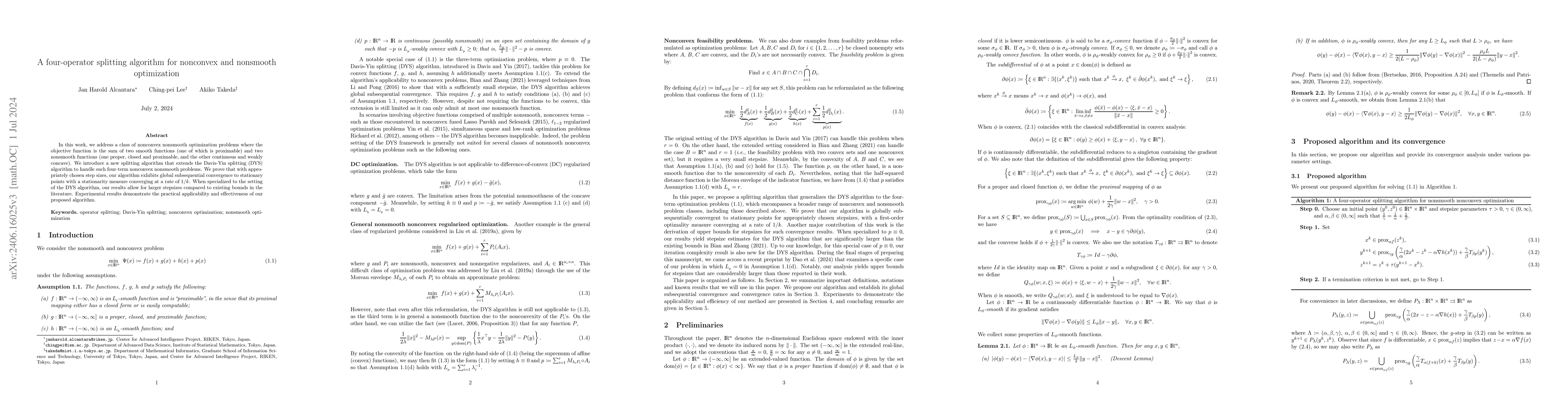 Thumbnail for A four-operator splitting algorithm for nonconvex and nonsmooth
  optimization
