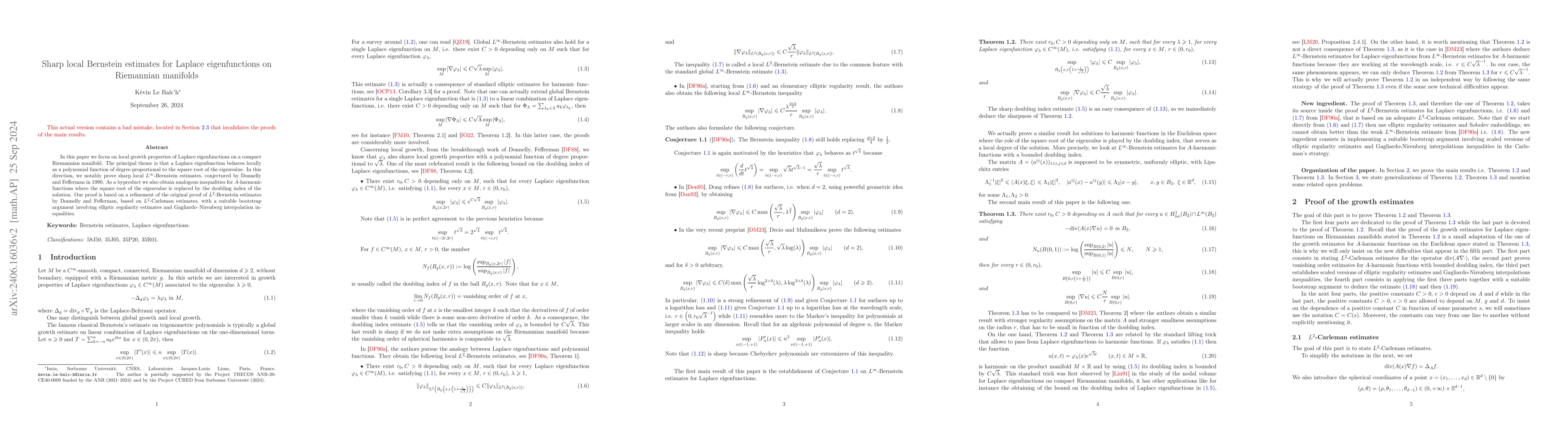 Thumbnail for Sharp local Bernstein estimates for Laplace eigenfunctions on Riemannian
  manifolds