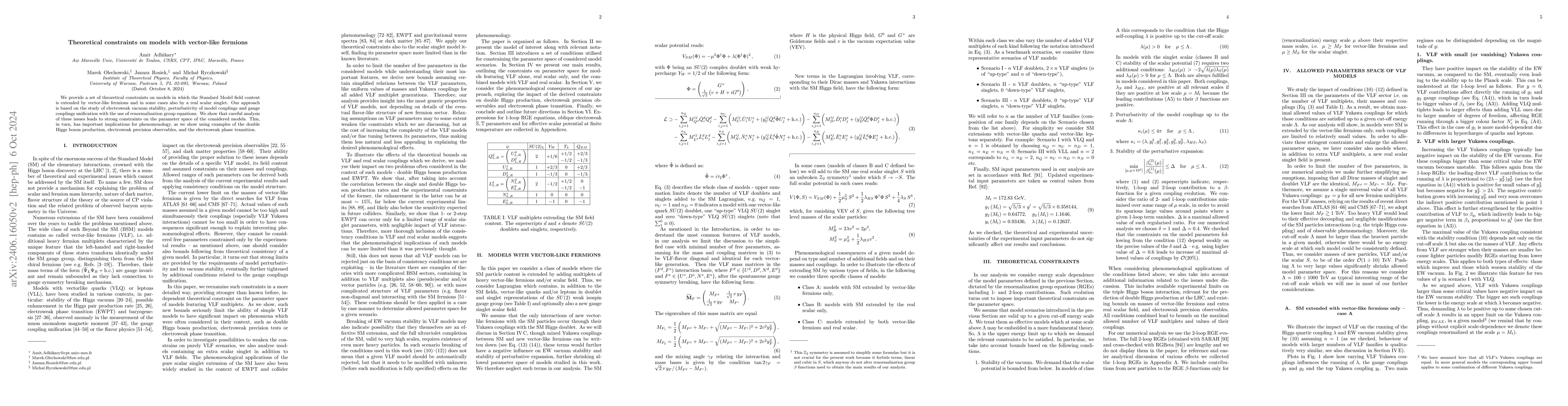 Thumbnail for Theoretical constraints on models with vector-like fermions