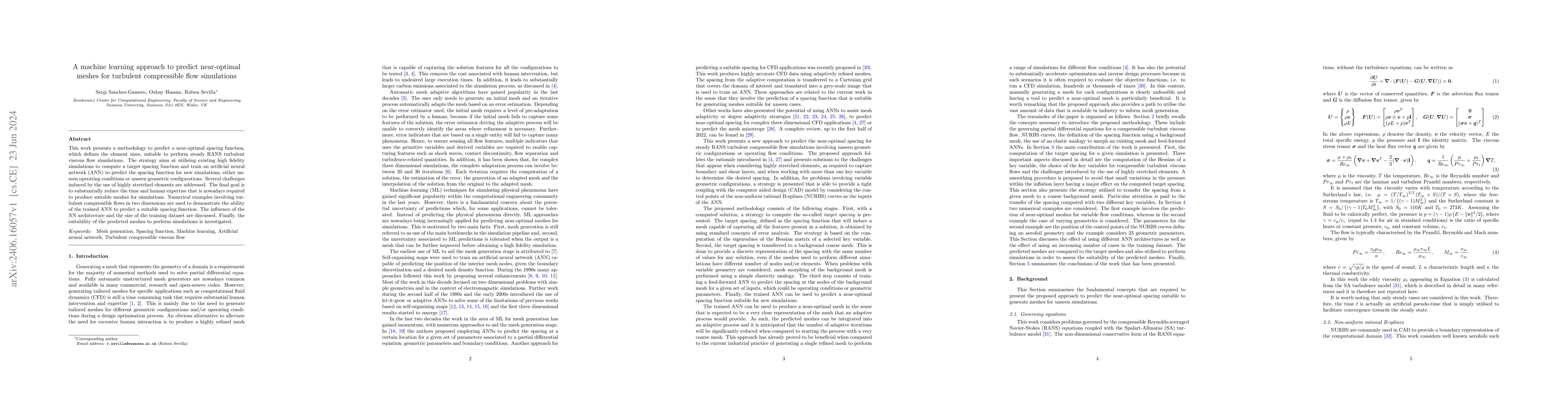 Thumbnail for A machine learning approach to predict near-optimal meshes for turbulent
  compressible flow simulations