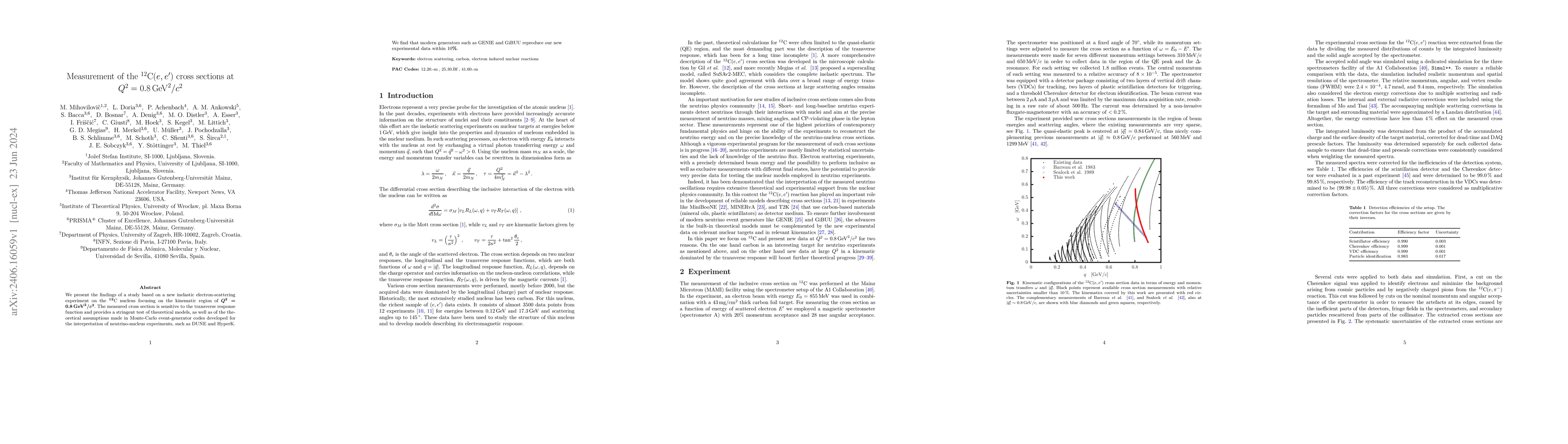 Thumbnail for Measurement of the $\mathrm{{}^{12}C}(e,e')$ cross sections at
  $Q^2=0.8\,\mathrm{GeV}^2/c^2$