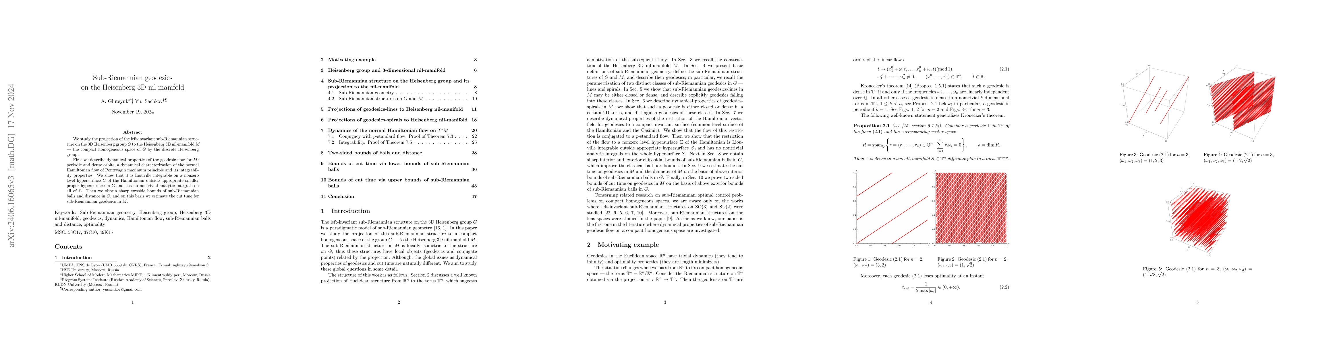 Thumbnail for Sub-Riemannian geodesics on the Heisenberg 3D nil-manifold