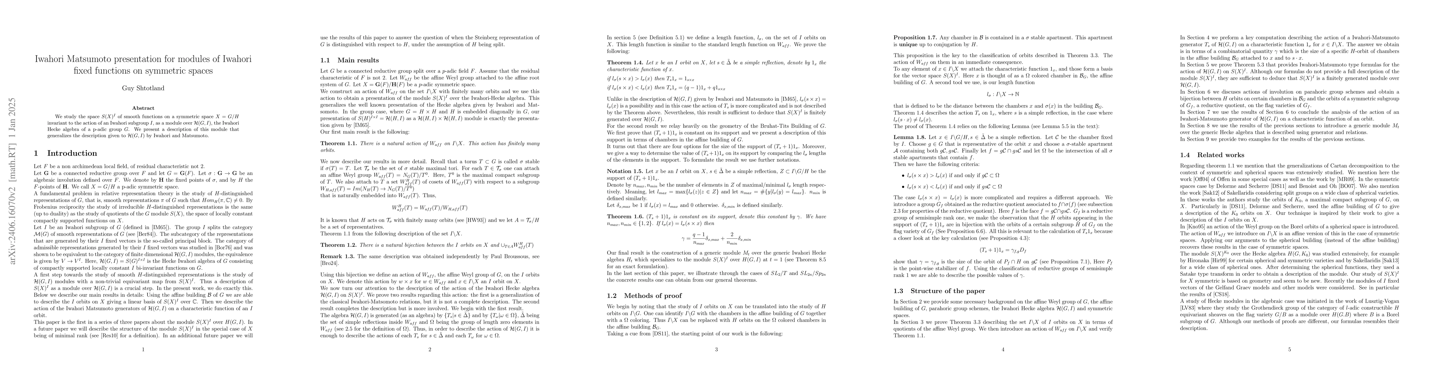 Thumbnail for Iwahori Matsumoto presentation for modules of Iwahori fixed functions on
  symmetric spaces