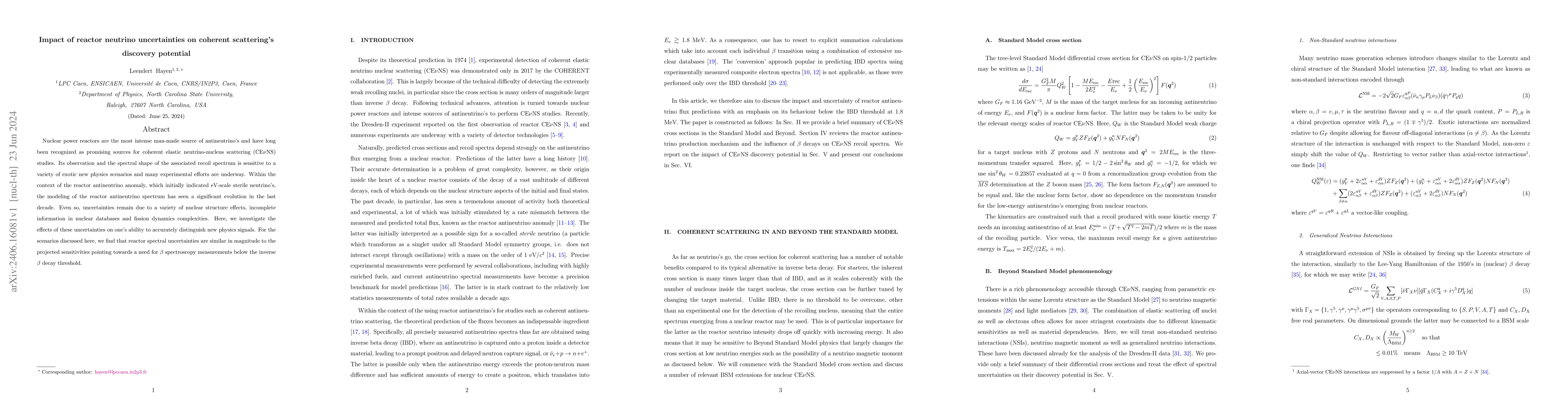 Thumbnail for Impact of reactor neutrino uncertainties on coherent scattering's
  discovery potential