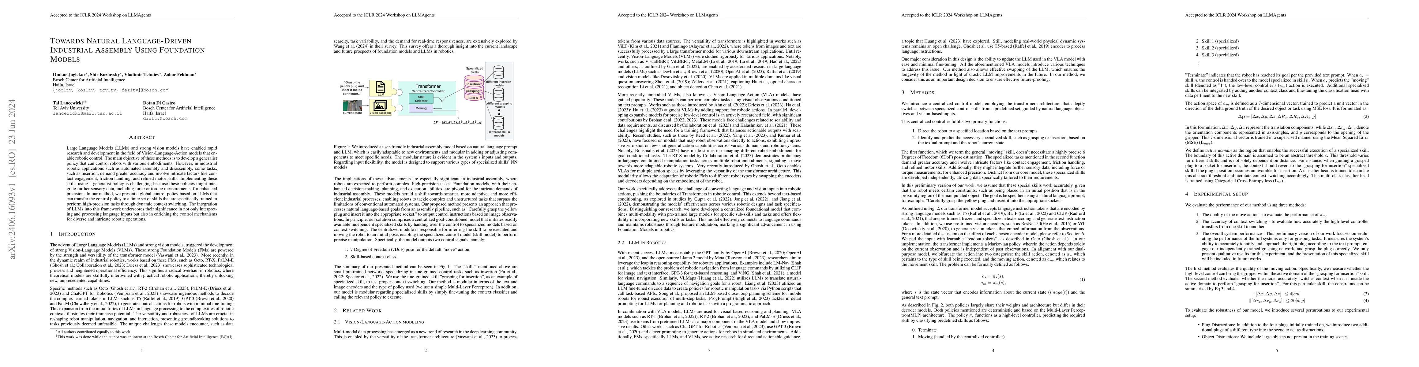 Thumbnail for Towards Natural Language-Driven Assembly Using Foundation Models