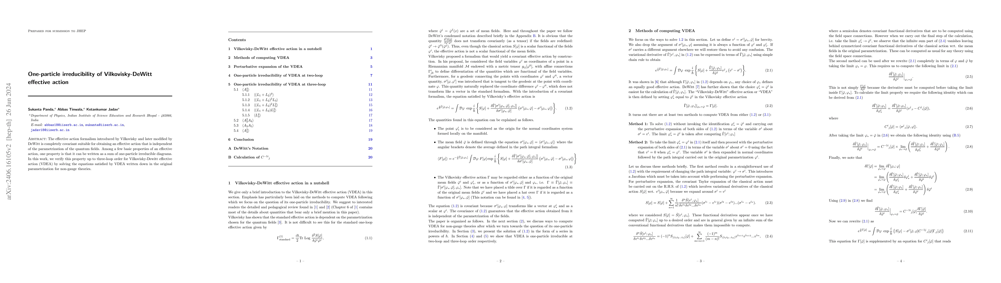 Thumbnail for One-particle irreducibility of Vilkovisky-DeWitt effective action
