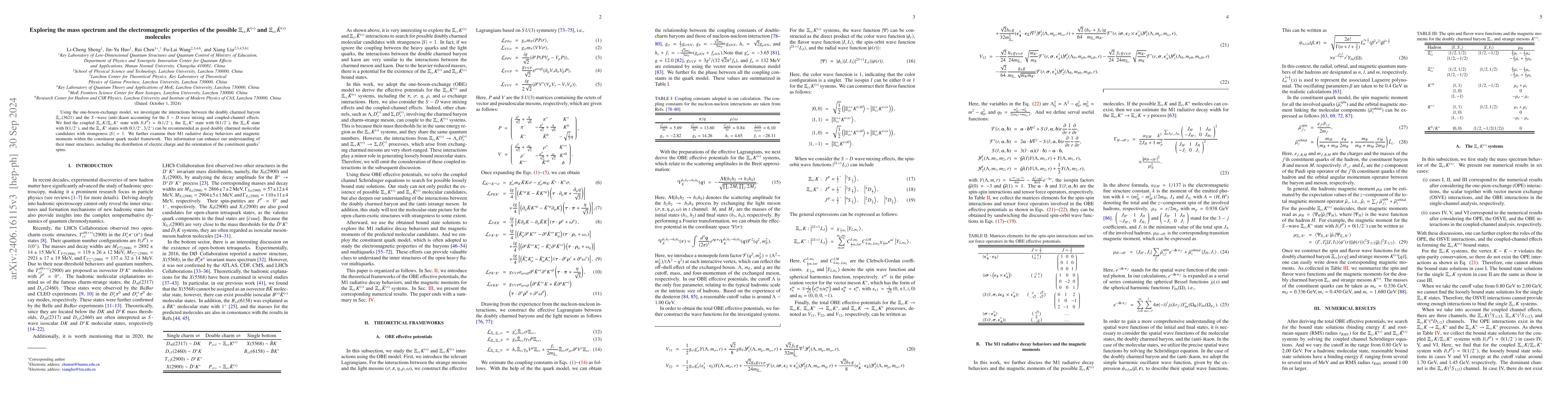 Thumbnail for Exploring the mass spectrum and electromagnetic property of the
  $\Xi_{cc}K^{(*)}$ and $\Xi_{cc}\bar{K}^{(*)}$ molecules