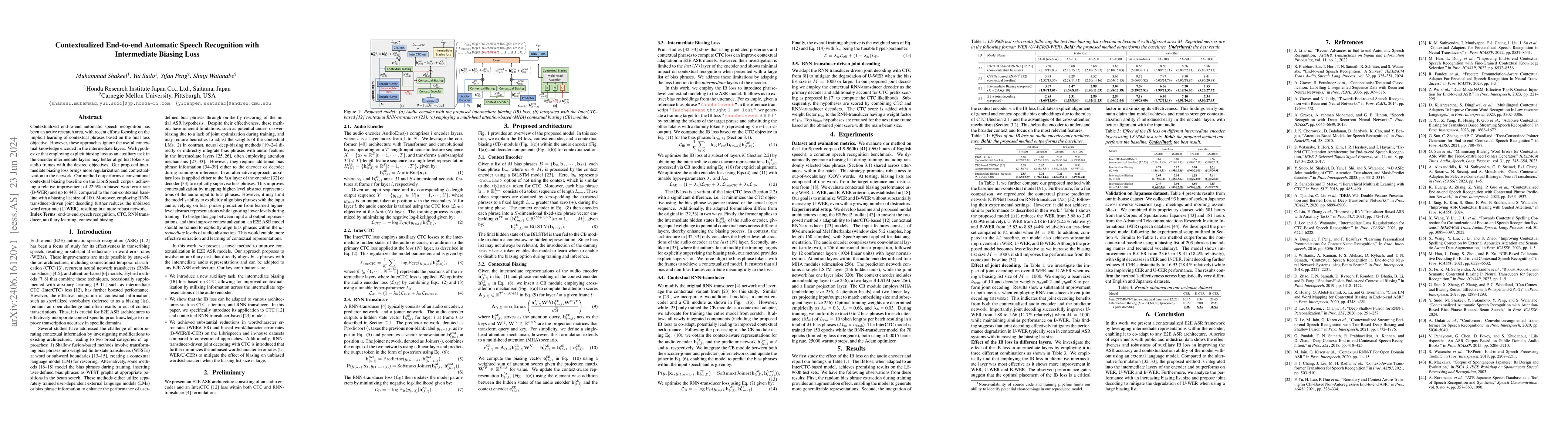 Thumbnail for Contextualized End-to-end Automatic Speech Recognition with Intermediate
  Biasing Loss