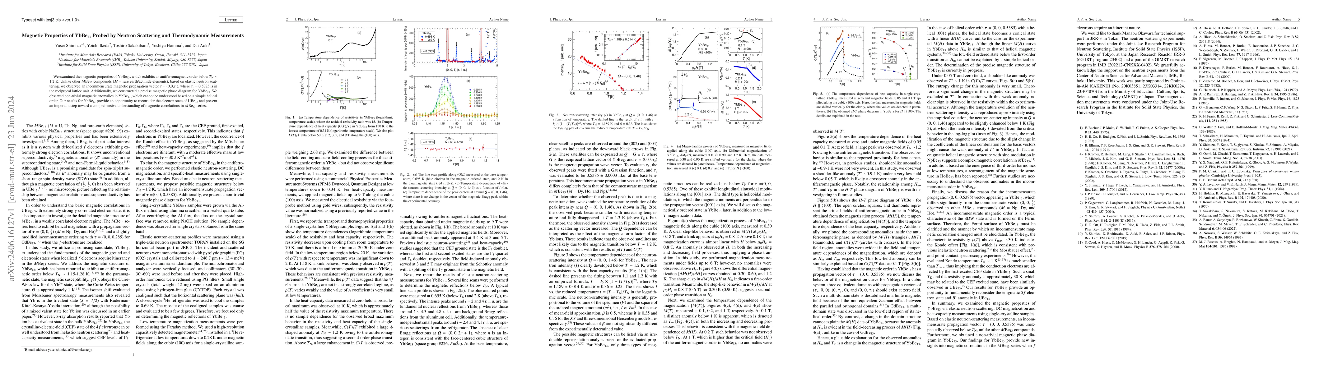 Thumbnail for Magnetic Properties of YbBe13 Probed by Neutron Scattering and
  Thermodynamic Measurements