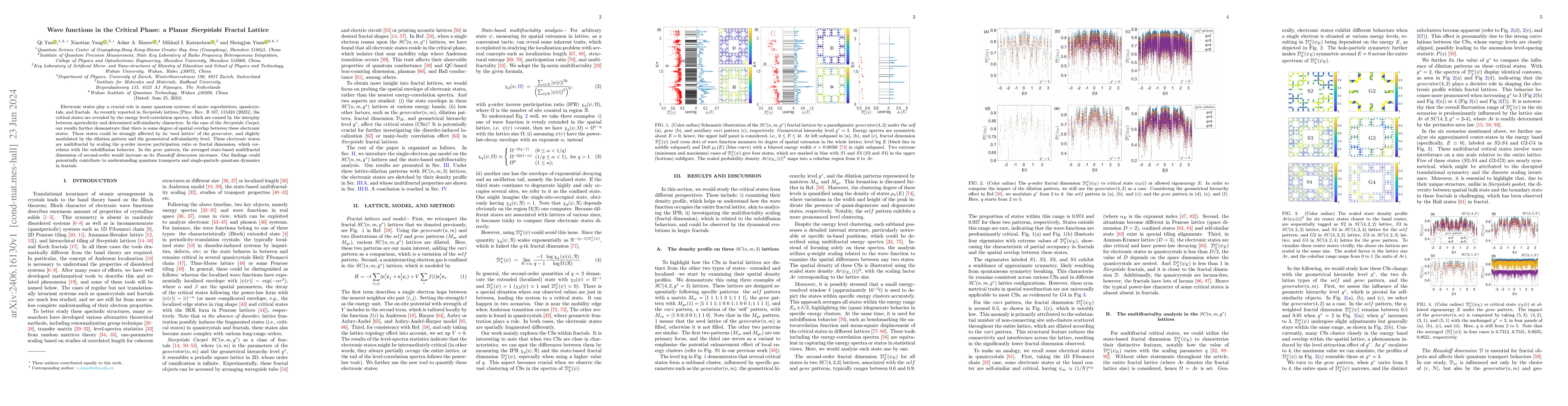Thumbnail for Wave functions in the Critical Phase: a Planar \textit{Sierpi\'{n}ski}
  Fractal Lattice