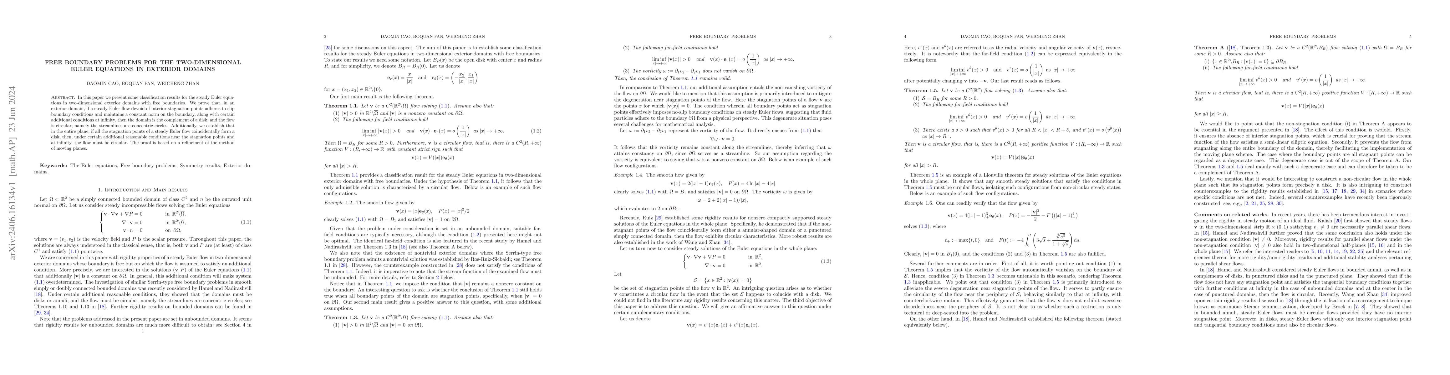 Thumbnail for Free boundary problems for the two-dimensional Euler equations in
  exterior domains