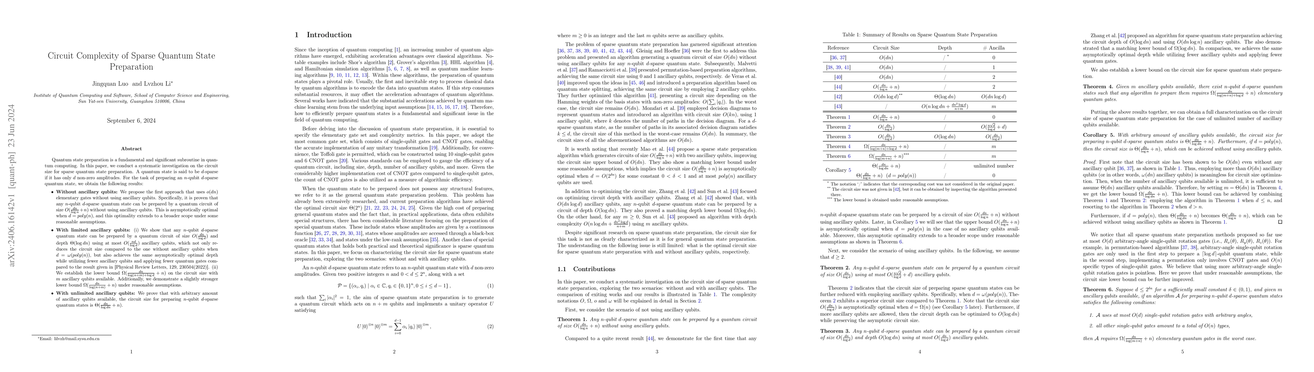 Thumbnail for Circuit Complexity of Sparse Quantum State Preparation