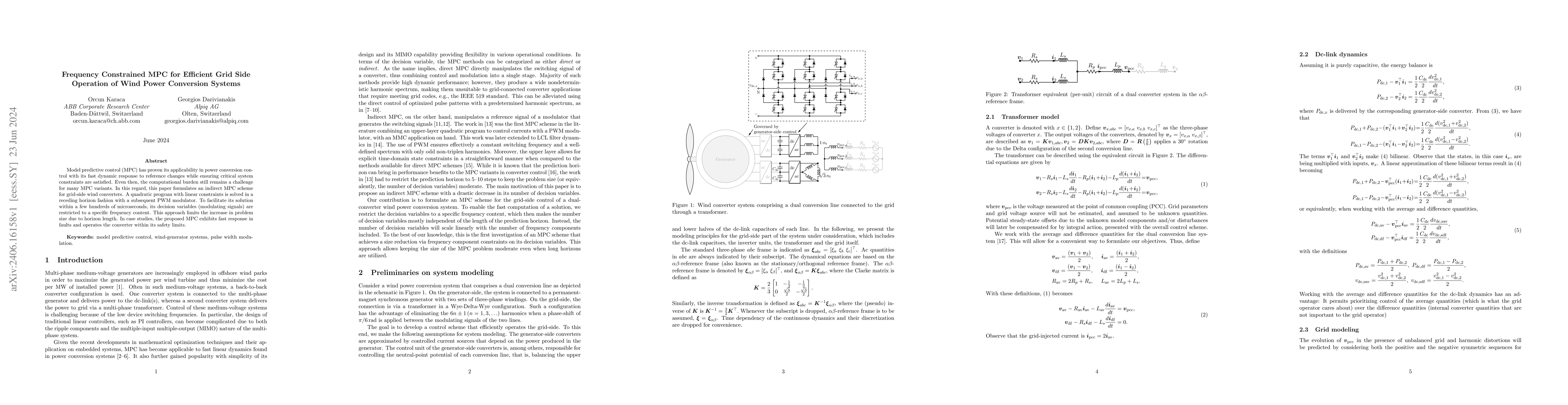 Thumbnail for Frequency Constrained MPC for Efficient Grid Side Operation of Wind
  Power Conversion Systems