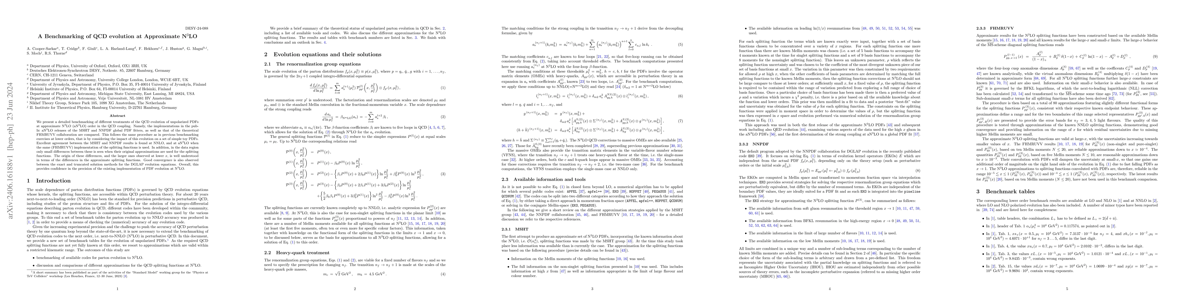 Thumbnail for A Benchmarking of QCD Evolution at Approximate $N^3LO$