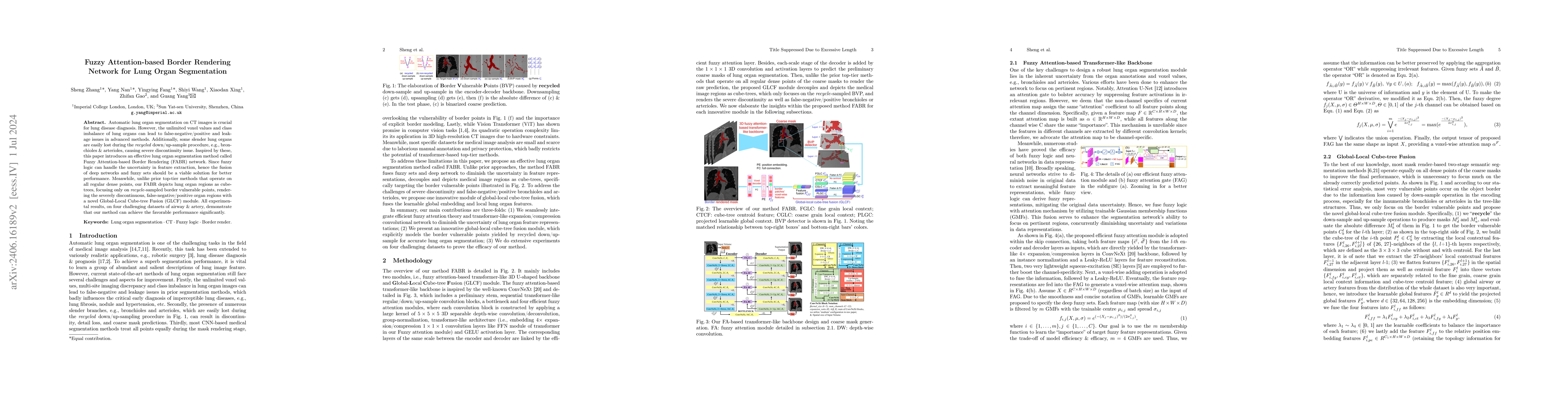Thumbnail for Fuzzy Attention-based Border Rendering Network for Lung Organ
  Segmentation