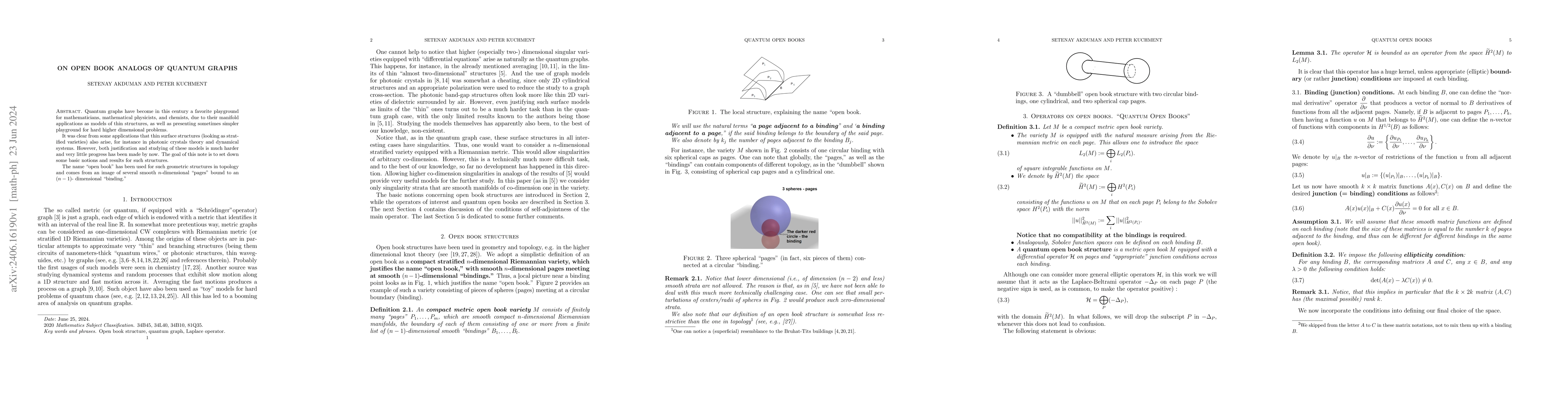 Thumbnail for On open book analogs of quantum graphs