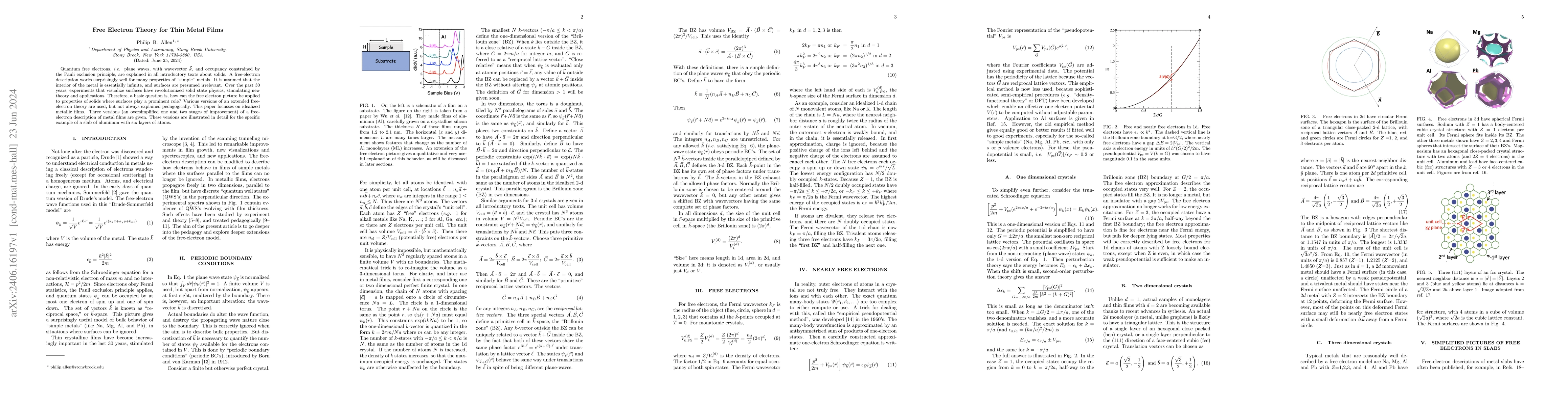 Thumbnail for Free Electron Theory for Thin Metal Films