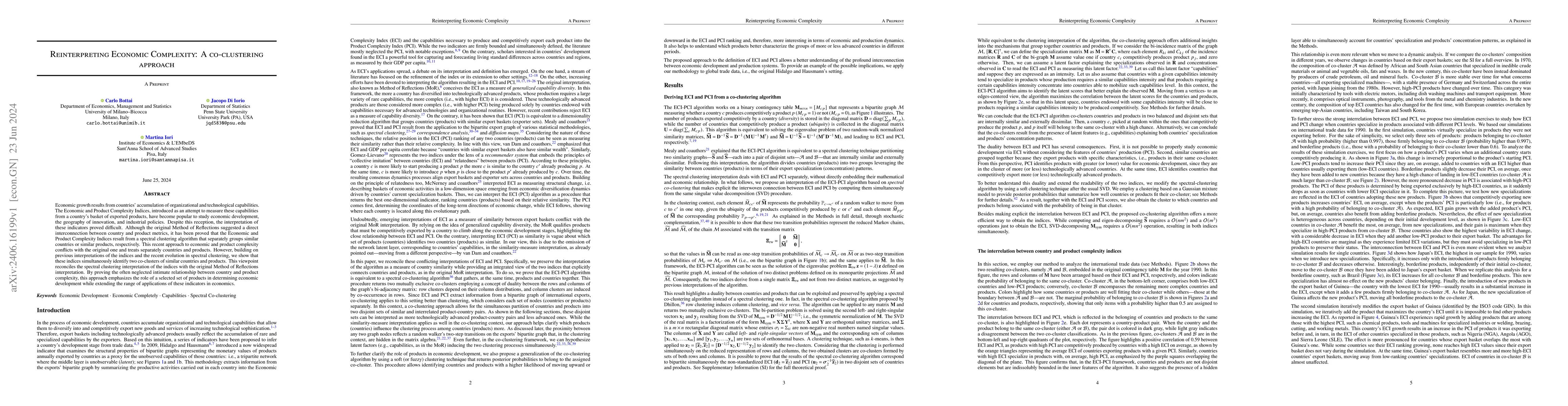 Thumbnail for Reinterpreting Economic Complexity: A co-clustering approach