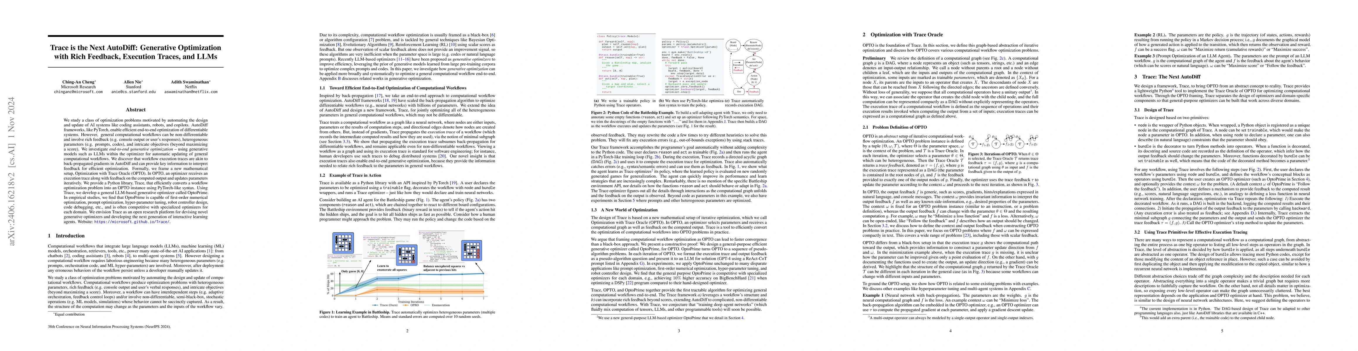 Thumbnail for Trace is the New AutoDiff -- Unlocking Efficient Optimization of
  Computational Workflows