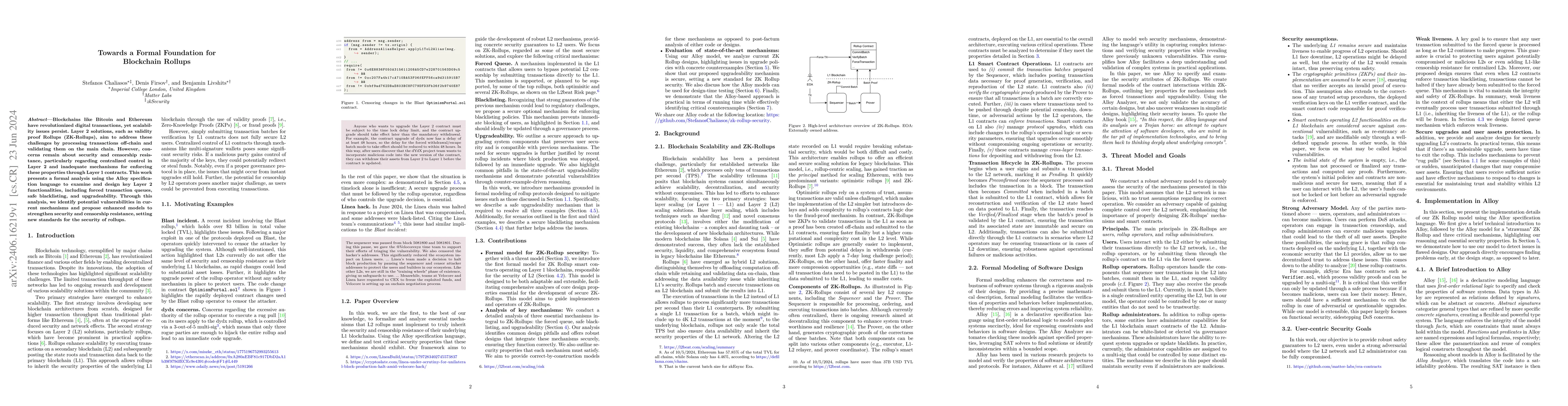 Thumbnail for Towards a Formal Foundation for Blockchain Rollups