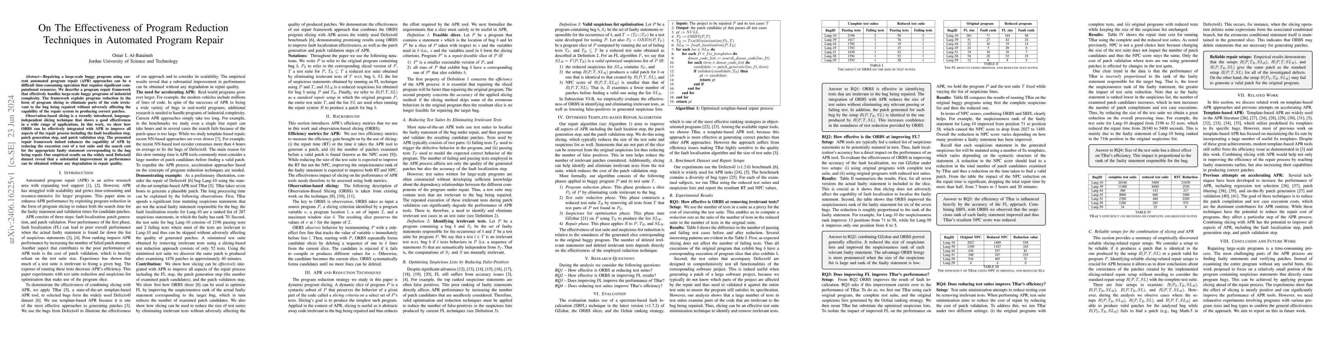 Thumbnail for On The Effectiveness of Dynamic Reduction Techniques in Automated
  Program Repair