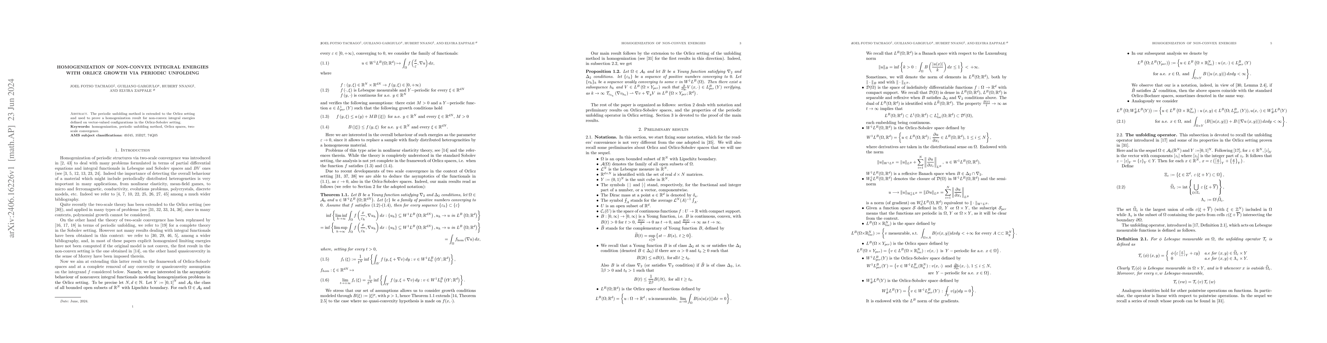 Thumbnail for Homogenization of non-convex integral energies with Orlicz growth via
  periodic unfolding
