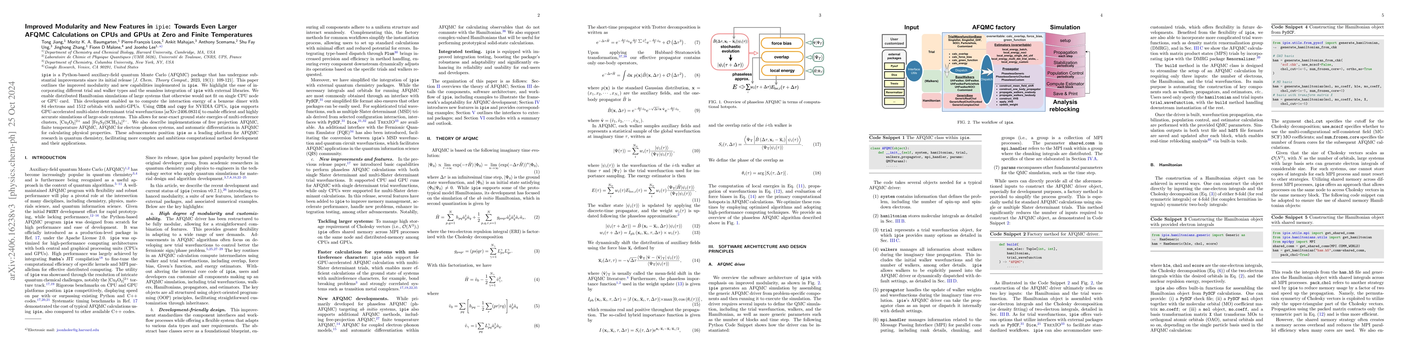 Thumbnail for Improved Modularity and New Features in ipie: Towards Even Larger AFQMC
  Calculations on CPUs and GPUs at Zero and Finite Temperatures