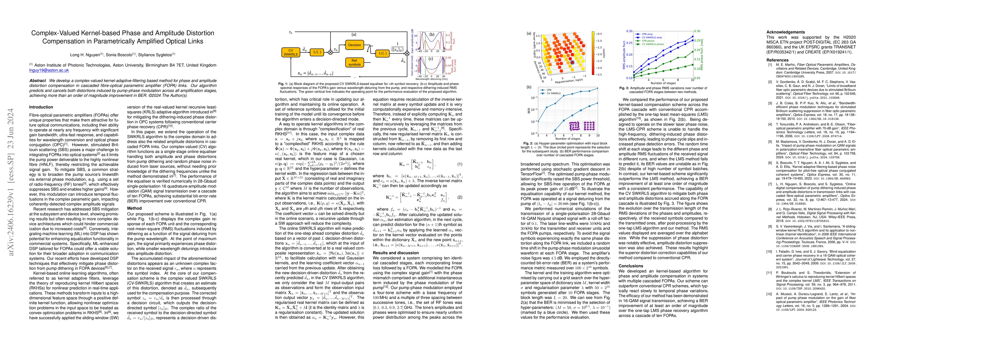 Thumbnail for Complex-Valued Kernel-based Phase and Amplitude Distortion Compensation
  in Parametrically Amplified Optical Links
