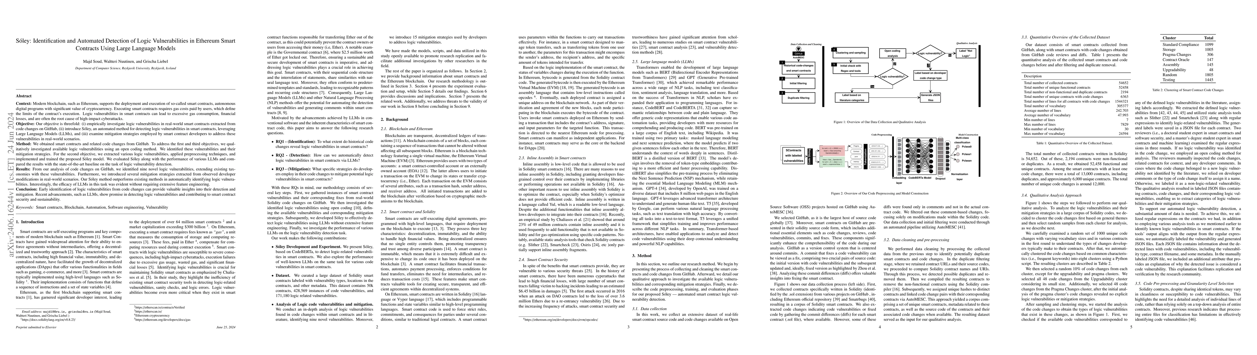 Thumbnail for Soley: Identification and Automated Detection of Logic Vulnerabilities
  in Ethereum Smart Contracts Using Large Language Models