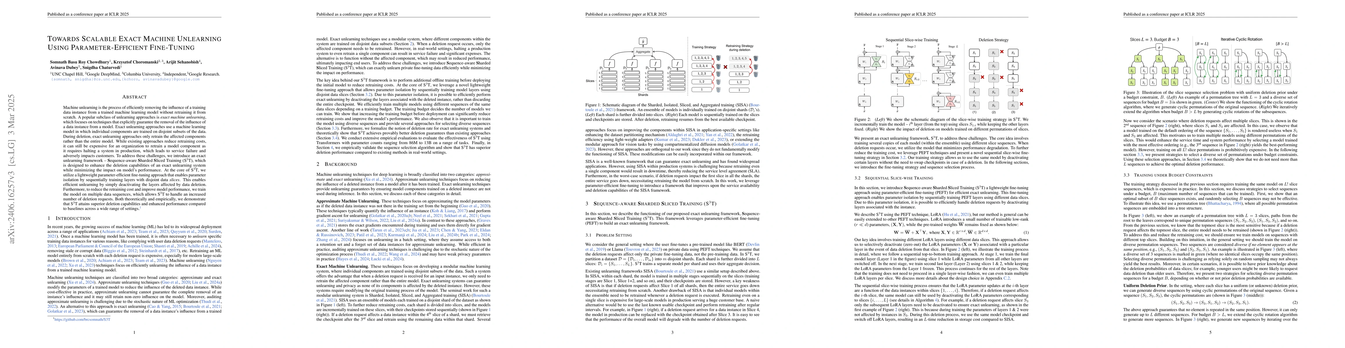 Thumbnail for Towards Scalable Exact Machine Unlearning Using Parameter-Efficient
  Fine-Tuning