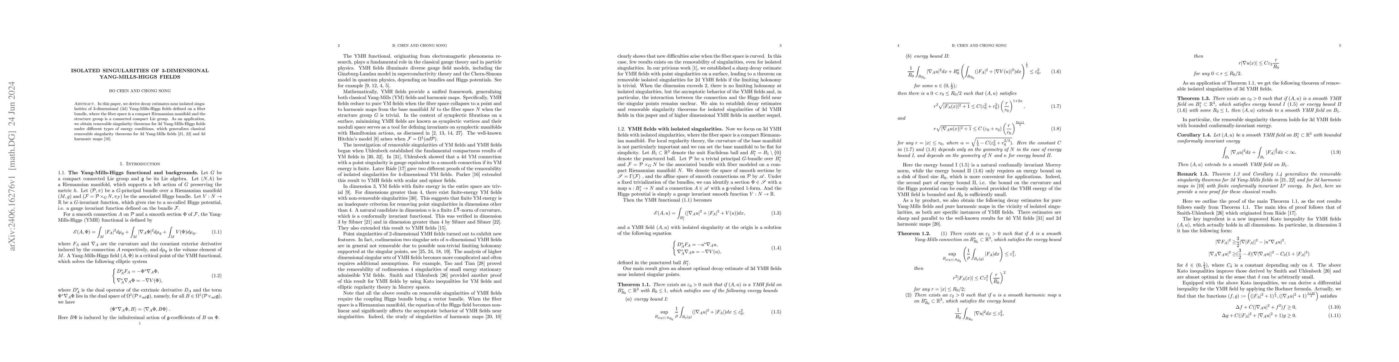 Thumbnail for Isolated singularities of 3-dimensional Yang-Mills-Higgs fields